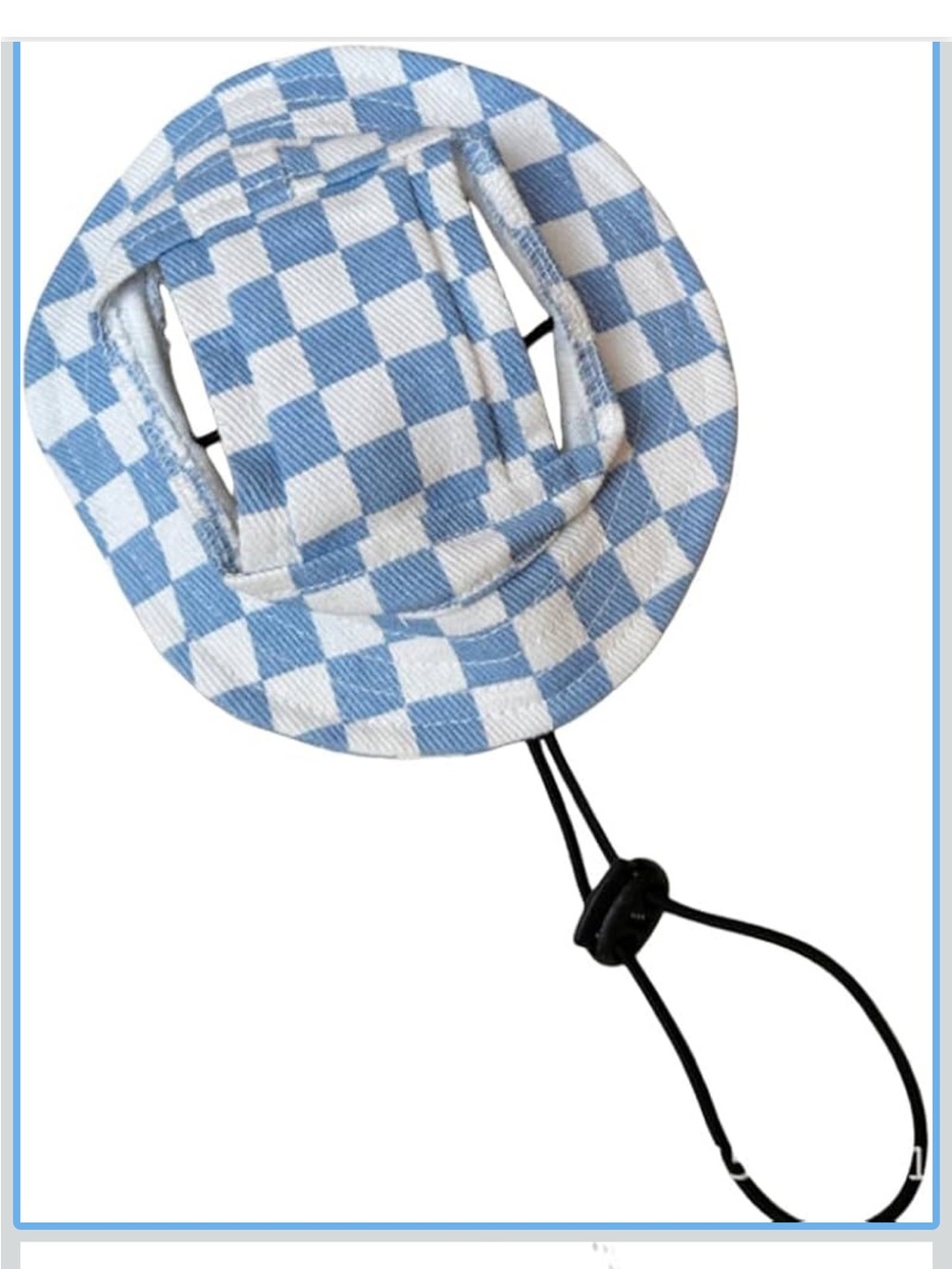 Pet Checkerboard Bucket Hat with Chin Strap - Blue & White set of 2